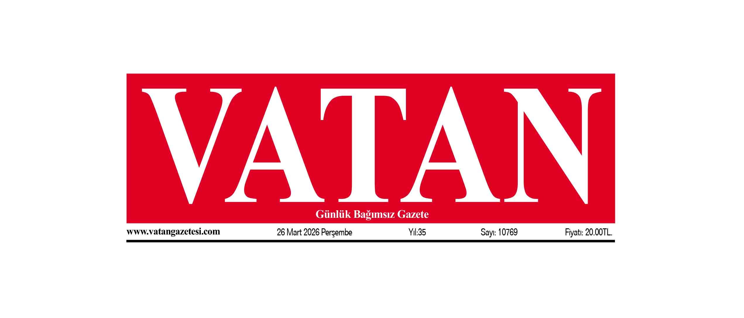 VATAN Manşet - 26 Mart 2026