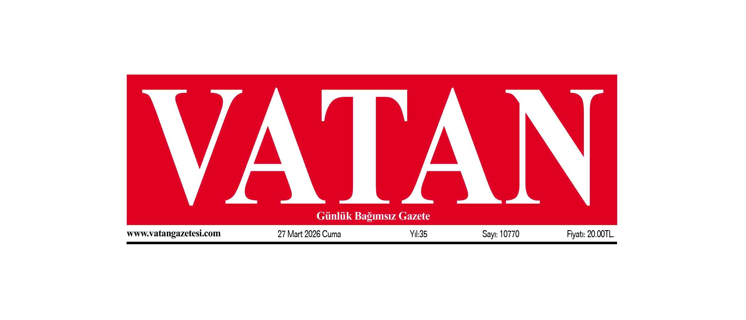VATAN Manşet - 27 Mart 2026
