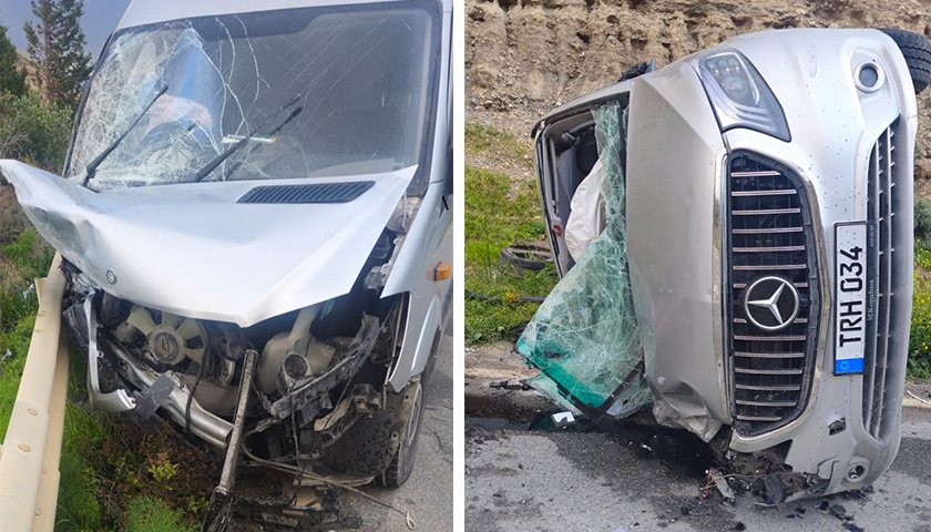 Girne-Tatlısu ana yolunda iki araç çarpıştı… Üç kişi yaralandı