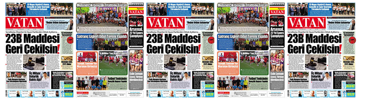 VATAN Manşet - 20 Mayıs 2026
