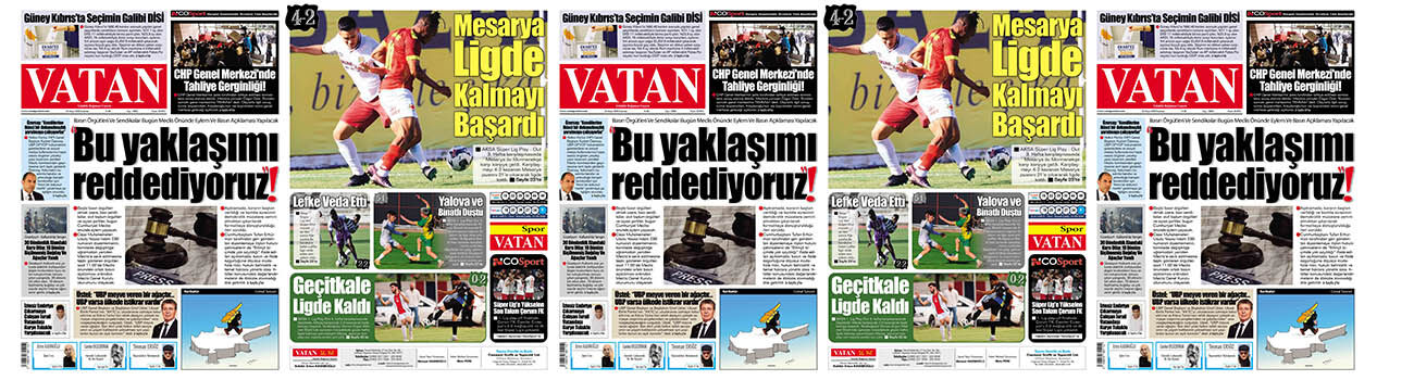 VATAN Manşet - 25 Mayıs 2026