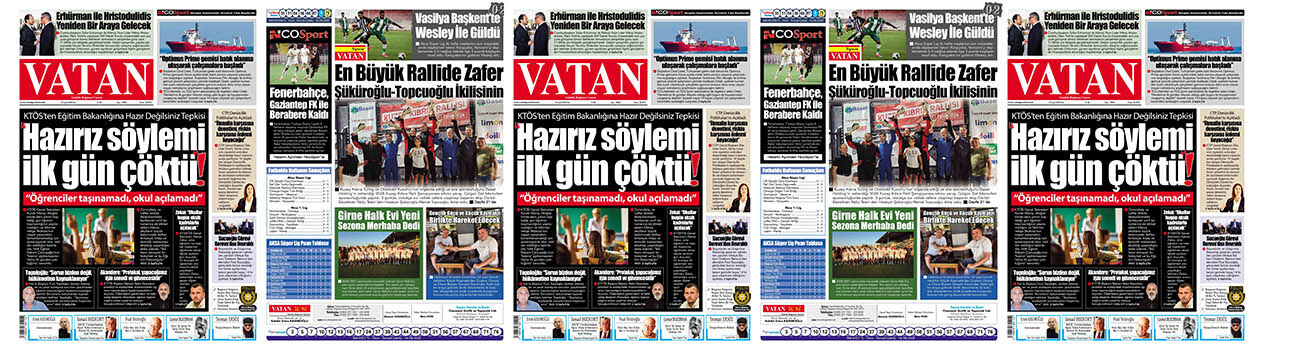 VATAN Manşet - 15 Eylül 2026
