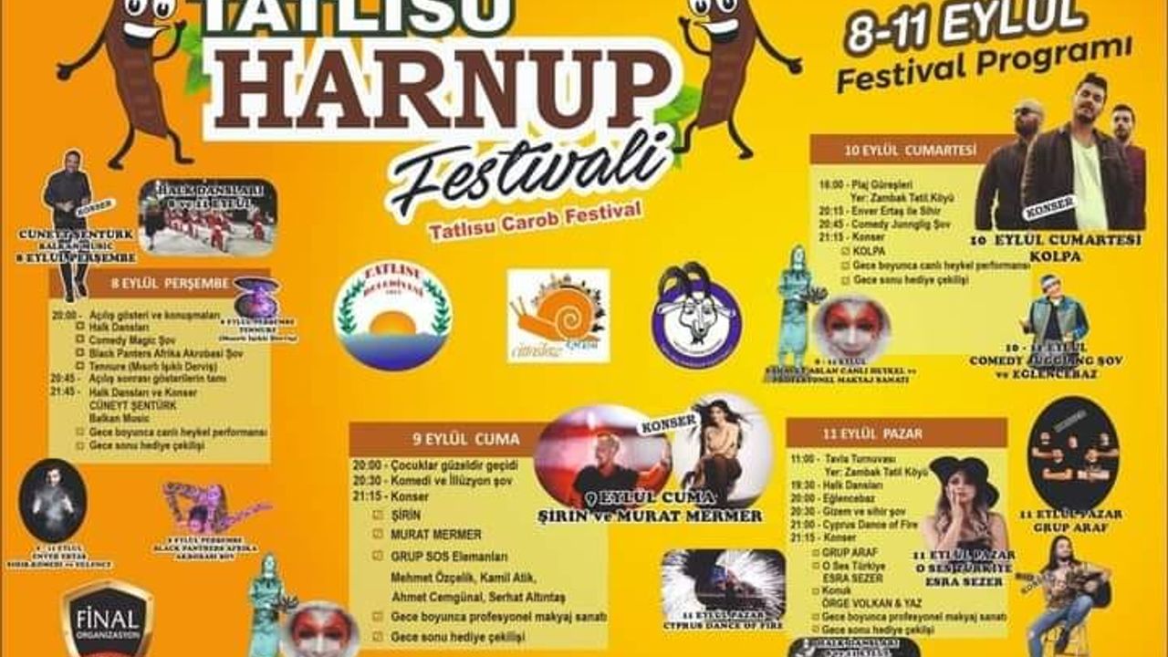Tatlısu Harnup Festivali Perşembe akşamı başlıyor... Festival 4 gün sürecek