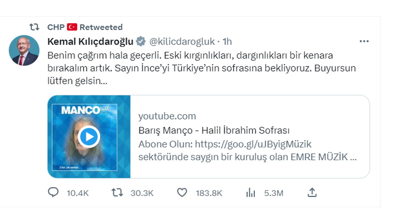 Kılıçdaroğlu'ndan Muharrem İnce'ye "gel" çağrısı