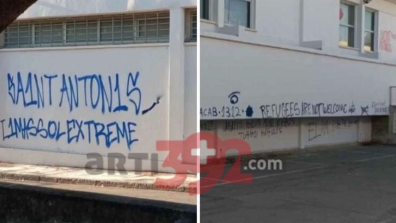 Limasol’da lise duvarlarına ırkçı sloganlar yazıldı