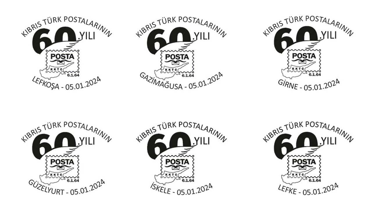 Kıbrıs Türk Postalarının 60.yılı nedeniyle yarın posta merkezlerinde özel tarih damgası uygulanacak