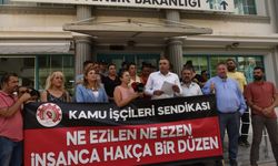 Sendika, bakanlık önünde “Ne ezilen ne ezen insanca hakça bir düzen” pankartı açtı