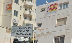 Deniz Yıldızı (Laguna) Apartmanlarına, binanın her an çökebileceğini anlatan uyarı levhaları yerleştirildi