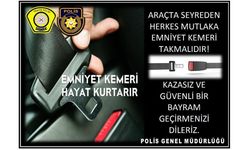 Polisten emniyet kemeri hatırlatması… “Emniyet kemeri hayat kurtarır”