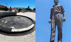Larnaka’da parktaki fayanslar söküldü, büste zarar verildi