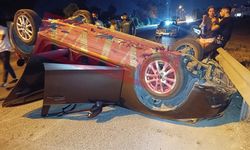 Lefkoşa'da Korkutan Kaza: Araç Ters Döndü