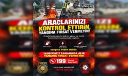 Polisten, araç yangını sırasında tavsiyeler:  Araç güvenli bir yere çekilmeli ve motor durdurulmalı