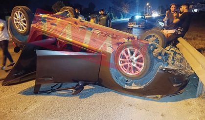 Lefkoşa'da Korkutan Kaza: Araç Ters Döndü
