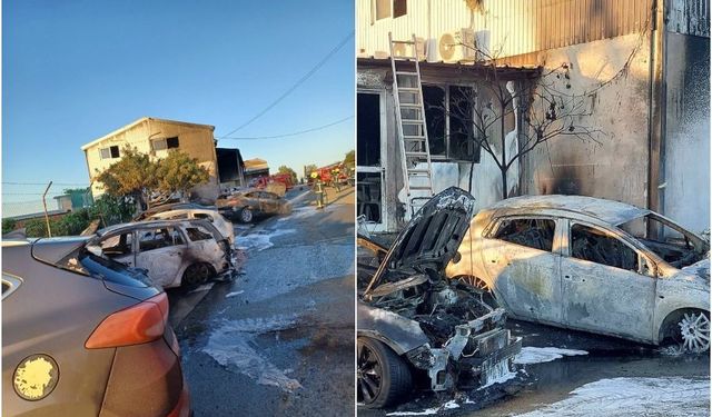 Güney'de Oto tamirhanesi kundaklandı 17 araç yandı ya da hasar gördü