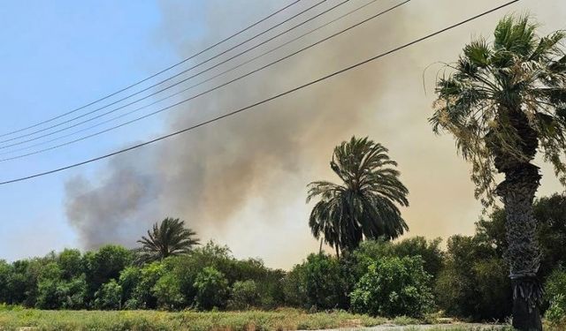 Larnaka Tuz Gölü karşısında büyük yangın