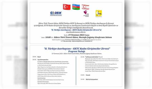 “II. Türkiye-Azerbaycan-KKTC Kadın Girişimciler Zirvesi” yarın yapılıyor