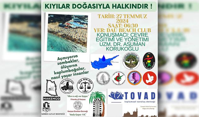 DAÜ Beach Club sahilinde, yarın sabah sahil bitkileri ve kaplumbağa yuvaları gözlem yürüyüşü yapılacak