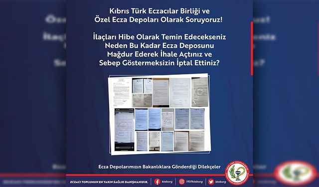 Kıbrıs Türk Eczacılar Birliği: “İlaç ihalesi ihaleye bir gün kala neden iptal edildi?”