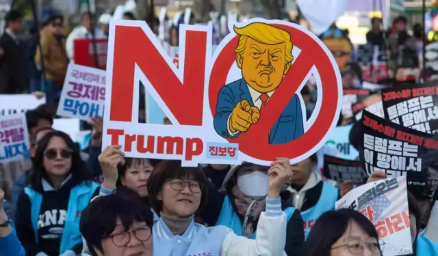 Güney Kore'de, ABD Başkanı Trump karşıtı gösteriler düzenlendi