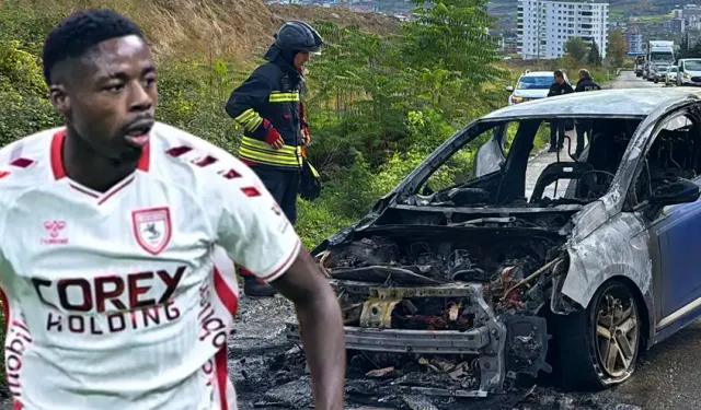 Samsunspor'un yıldızı ölümden döndü! Arabası seyir halindeyken alev aldı