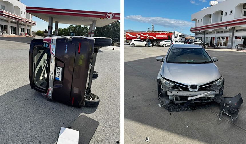 İskele-Geçitkale ana yolunda petrol istasyonunda trafik kazası...