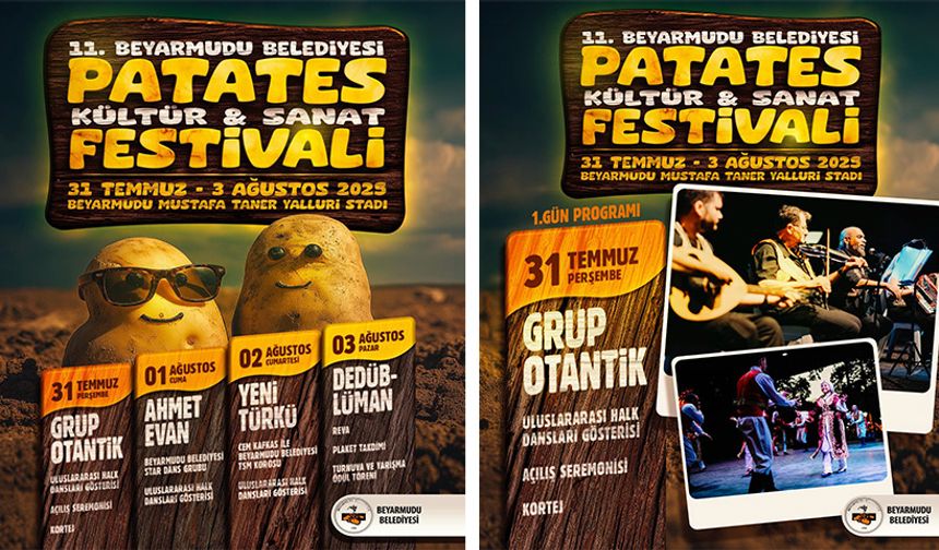 Beyarmudu Patates ve Halk Dansları Festivali 31 Temmuz'da başlıyor