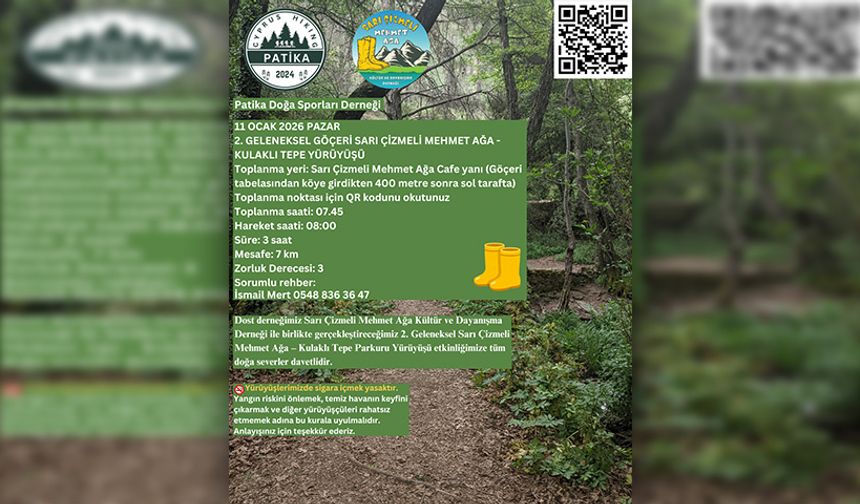 2. Geleneksel Göçeri Sarı Çizmeli Mehmet Ağa – Kulaklı Tepe Yürüyüş etkinliği Pazar günü düzenleniyor