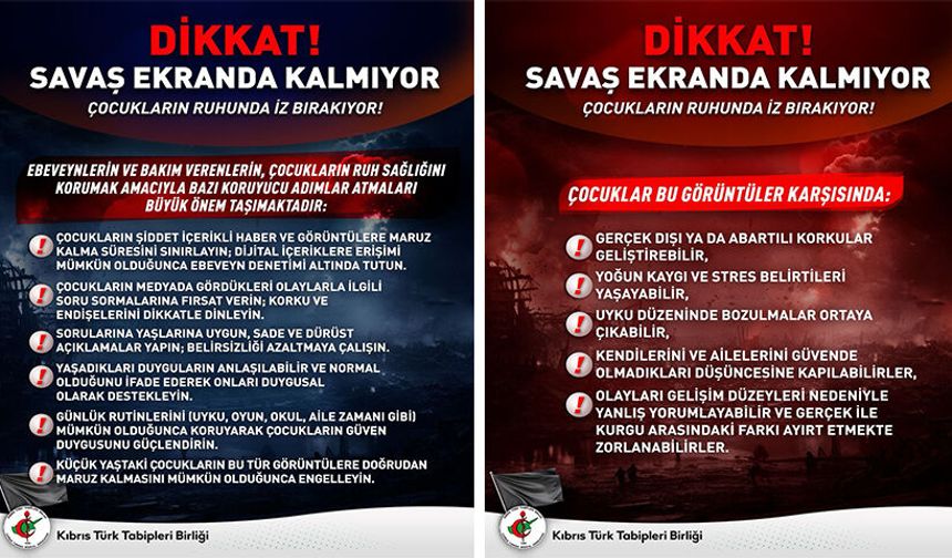 KTTB: “Savaş görüntüleri çocukların ruh sağlığını olumsuz etkileyebilir”