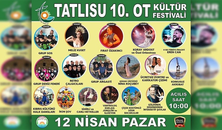 Tatlısu 10. Ot Kültür Festivali 12 Nisan Pazar günü yapılacak