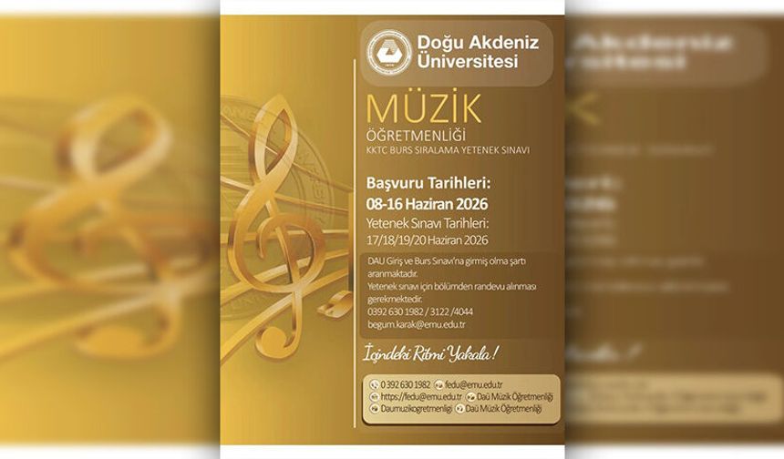 DAÜ Müzik Öğretmenliği Programı Yetenek Sınavı 17-20 Haziran tarihleri arasında yapılacak