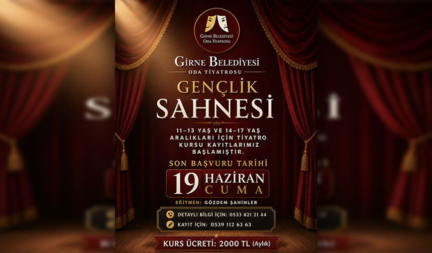 “Gençlik Sahnesi” kurs programı başvuruları 19 Haziran’da sona erecek
