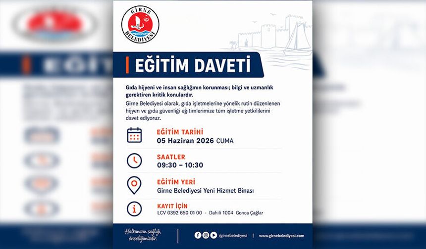 Girne Belediyesi “Gıda Hijyeni ve Güvenliği Eğitimi” düzenliyor