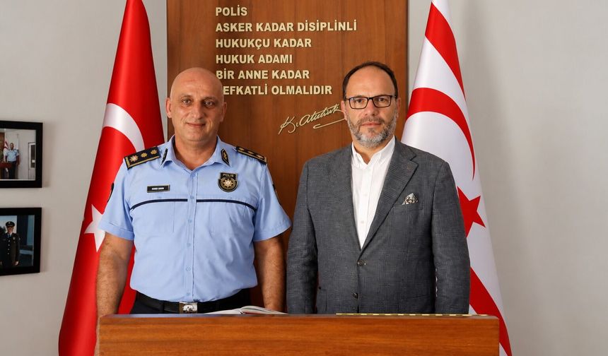 Sadıkoğlu İskele Polis Müdürü Erem'i ziyaret etti... “Kurumlar arası dayanışma aynı kararlılıkla sürecek”