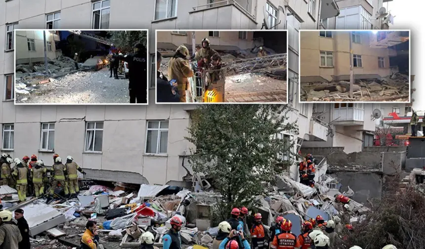 Maltepe'de 7 katlı binanın 3 katı çöktü. İki can kaybı