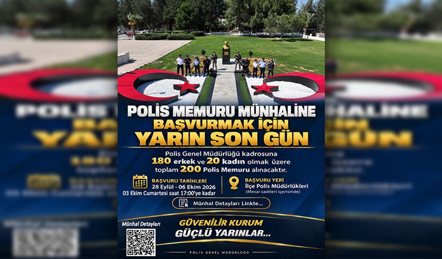 Polis memuru münhali için başvurular yarın sona erecek