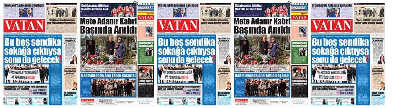 VATAN Manşet - 22 Ocak 2026