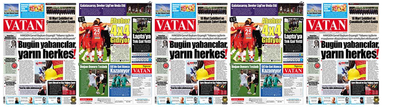 VATAN Manşet - 19 Mart 2026