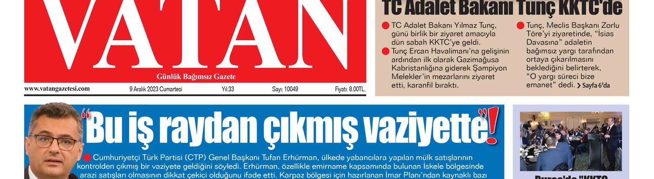 VATAN Manşet - 9 Aralık 2023